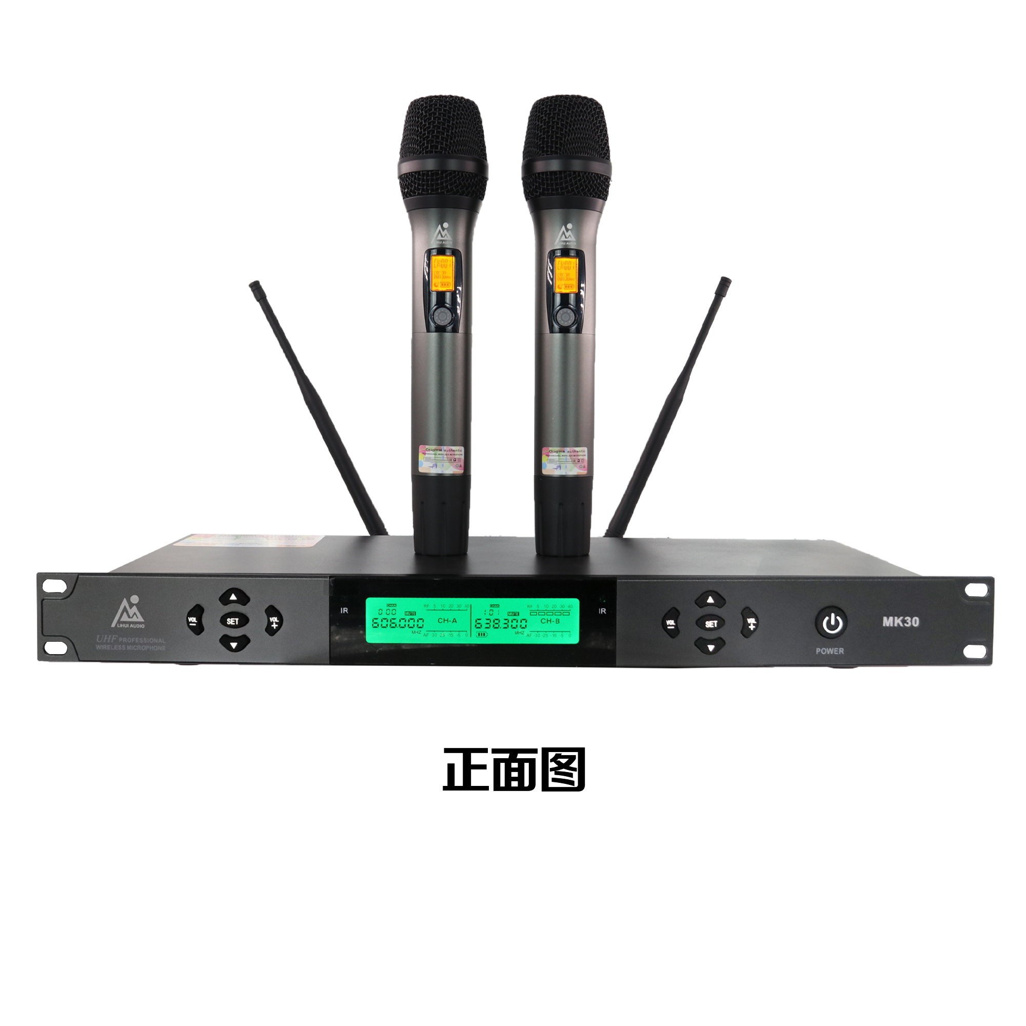 Lihui Audio 100X2 FM UHF عالي التردد نقل الإشارات الرقمية الكاملة حزمة بطارية قابلة للفصل ميكروفون لاسلكي للمرحلة