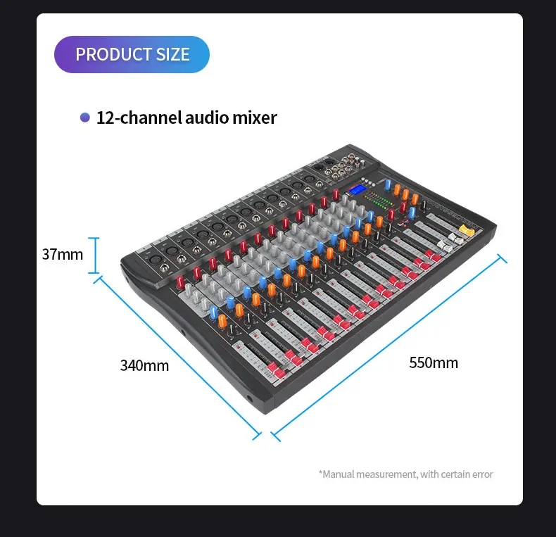 حار بيع 12 قناة DJ خلاط وحدة التحكم جهاز مزج الصوت توصيل مكبر كهربائي الصوت بطاقات الصوت مع USB الكمبيوتر